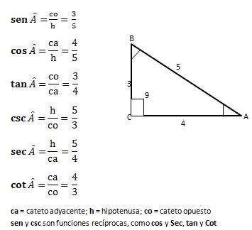Representación de las razones trigonométricas de un ángulo agudo