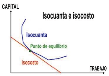 Relación de isocuantas e isocostos